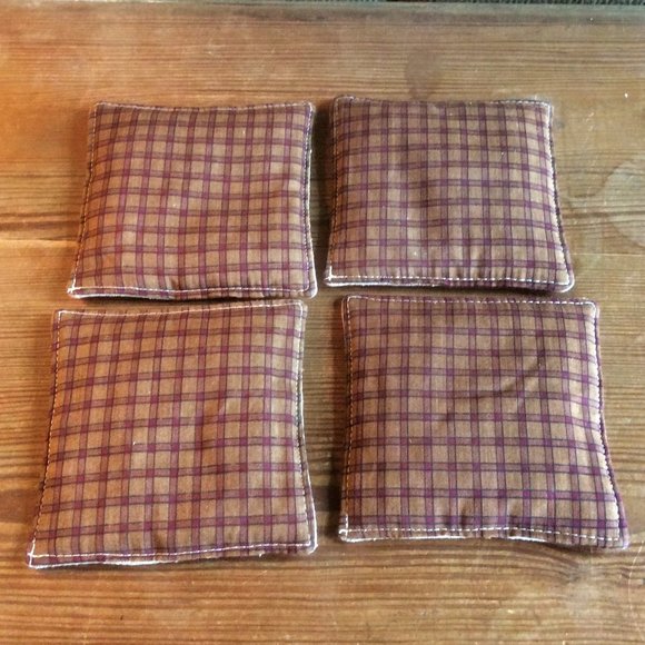 Vintage Orange Tabby Cat Scented Mug Mat Coasters Plaid Backing Set of 4 - Picture 2 of 4